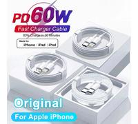 Para Apple Original 60W Cable cargador de carga rápida para iPhone 17 16 15 14 13 12 11 Pro Max X XR 8 Plus USB tipo C Cable de carga relámpagos C-C Cable