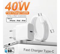 Para Apple original PD-40W tipo C Cargador rápido para iPhone 17 16 15 14 13 12 pro Max Samsung xiaomi carga rápida USB-C cable relámpago