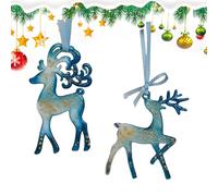 para árbol de Navidad, Colgante de Copo de Nieve Festivo acrílico 2D, Elegante Colgante de Vacaciones, decoración Realista de Invierno con Detalles Azules y Dorados, diseño Decorativo de Reno y