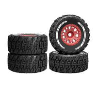 Para Arrma Para Mini Para Mojave Para Grom 4X4 1/16 4 Uds Llantas Ruedas Plástico Con Neumáticos Goma Coche RC Piezas Mejora Camión Del Desierto RC Reemplazos Repuestos(Red)