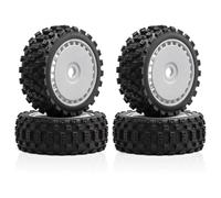 Para ARRMA Para Outcast Para Kraton Para Traxxas Para E-revo 1/8 Neumáticos Camión Monstruo 17mm Hex 4 Uds Garra Chocolate Todoterreno Resistente Repuestos(Silver)