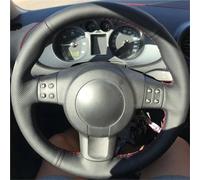 para Asiento para Ibiza 6L Leon 2007 2008 Protector para Volante Coche Cuero Artificial Suave Negro Cosido A Mano Funda Antideslizante Volante(Black Thread)