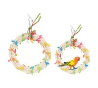 para Aves - Juguete Anillo de Percha para Aves | Juguete Interactivo Multifuncional con Hojas para Jaula de Loros, Cacatúas, Periquitos y Agapornis