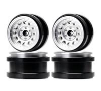 ` para Axial para Losi para Super para Rock SCX6 AXI05000T1 AXI05000T2 1/6 4 Llantas De Aluminio De 2,9 Pulgadas Y 17 Mm con Bloqueo De Cuentas RC Car Upgrade Repair RC Beadlock Rueda(Silver)