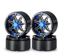 Para Axial Para SCX10 Para TRX-4 1/10 2/4 Uds Rueda Metal Beadlock Llantas Ruedas Coche Trepador Control Remoto Accesorios Piezas Llanta Rc(Blue,4PCS)