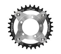 Para Bafang 01 02 Drive Motor Compatible Chainring 104BCD Piñón de bicicleta eléctrica con adaptador Construcción de aluminio 32 34 36 38 dientes (38T negro)