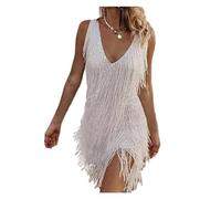 Para Baile Latino Vestido de noche Vestido con tirantes en V profundo Vestido con borlas for mujer Sin mangas Cuello en V Vestidos sin espalda Baile de graduación Samba Dance Pencil Para Baile Latino(