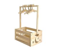 para Bebés con Perchas - Armario de Baño de Madera Diseño Luna | Cesta de Almacenamiento para Dormitorio, Salón, Dormitorio, 5 Perchas Incluidas para Revelar el Género, de Comple