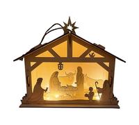 para belén de madera - Decoraciones navideñas en forma de casa, figuras de Jesús con diseño colgante, accesorio navideño inspirado en la fe que proporciona una elegante decoración para el