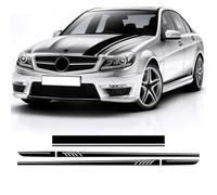 para Benz Clase C W204 C63 Coupé Sedán Familiar C200 AMG Accesorios, calcomanía en el capó, Franjas Laterales, Pegatina en la Falda