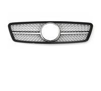 Para Benz Para Clase C W203 2001-2007 Sedan 4D Wagon Negro Brillante Estilo AMG Rejilla Parachoques Delantero Diamonds Racing Parachoques Delantero Parrilla(Diamond-Chrome 1 Pin)