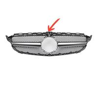 Para Benz Para Clase C W205 2014-2018 Para C200 C250 AMG Estilo Parrilla Superior Racing Grill Coche Plateado Parachoques Delantero Capó Rejilla de radiador(Silver With Camera Hole)