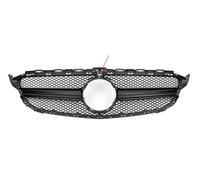 Para Benz Para Clase C W205 2014-2018 Para C200 C250 AMG Estilo Parrilla Superior Racing Grill Coche Plateado Parachoques Delantero Capó Rejilla de radiador(Black With Camera Hole)