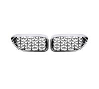 Para BMW Para 5-Series G30 G31 G38 2018-20 530i 540i 550i Reemplazo Parrillas Doble Listón Una Sola Línea Rejillas Parachoques Delantero Diamante(Diamond-Silver)