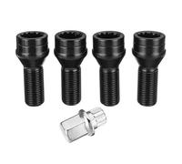 para BMW X6 E71 2008 2009 2010 2011 2012 2013 2014 Juego de 4 Tornillos de Seguridad Negros de 1,25" con Tuercas y Llave OEM: 36136776076