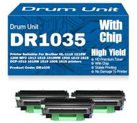 para Brother HL-1118 1218W 1208 MFC 1813 1818 1919NW 1908 1819 1816 DCP-1518 1618W 1519 1608 1619 Unidad de Tambor Compatible DR1035 Tambor de Imagen Alto Rendimiento,3PC-Black