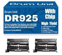 para Brother HL-L5210DN HL-L6210DW HL-L6415DW MFC-L5710DN MFC-L5915DW MFC-L6915DW Unidad de Tambor Compatible DR925 Tambor de Imagen,2PC-Black