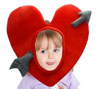 para cabeza de corazón - Tocado rojo de felpa de 45x40 cm, material compuesto de algodón de terciopelo dorado, accesorio para disfraces de de carnaval, ropa acogedora de invierno | Acceso