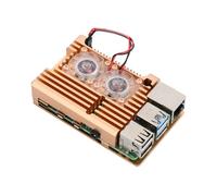 Para Caja de Aluminio para Raspberry Pi 4 con Doble Ventilador de Enfriamiento, Carcasa Metálica, Envoltura Dorada para RPI para Raspberry Pi4, Caja