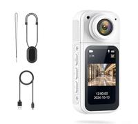 para cámara de Acción 4K Compacta con Montura y POV para cámara(White) | para ultra para compacto 65x25mm, ideal para vlogs discretos, grabación 4K nítida, montura para versátil incluida