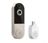 para cámara Timbre Audio Bidireccional App Móvil para cámara(beige) | WiFi estable, app móvil para ios para android, instalación sin cables, visión clara día y noche, inmediata