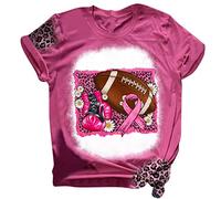 Para camisetas casuales de verano, camiseta de manga corta con cuello redondo, estampado de cáncer de pecho, camiseta holgada sin espalda, Rosa., XL