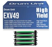 para Canon C3020 C3130L C3125 C3120 Unidad de Tambor EXV49 para Canon IR-ADV DX C3835 C3830 C3826 C3730 C3725 C3720 C3530 C3525 C3520 C3330 C3325 C3320 C3320L C3226 C3222L,4Pack-EXV49