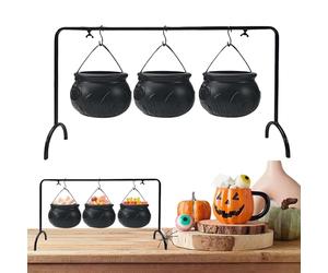 Para Caramelos Caldero De Hierro Rústico - Cubo De Calderos Negros De Halloween, Porta Dulces Para Truco Y Trato | Servidor De Cubo En Olla De Hierro Para La Cucin