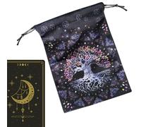 para Cartas de Tarot - con cordón de Terciopelo de 13x18 cm, Suave y Ligera, Estampado de Fase Lunar/árbol de la Vida Almacenamiento de mazos de Tarot, Cartas de oráculo, g