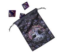 para cartas del tarot - con cordón 13x18cm, cintura con fases lunares, diseño exquisito 'árbol | Suave para guardar joyas, organizador de tarot para mazos, ru
