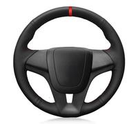 para Chevrolet para Cruze 2009 2010-2014 para Aveo 2011 2012-2014 para Orlando 2010 Protector Volante Coche Cuero Artificial Negro Suave Cosido Mano Funda Antideslizante Volante(White Thread)