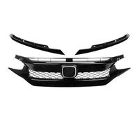 Para Civic Todos Los Modelos 2016-2018 Parrilla Delantera Racing Grill Net Car Grid Splitter Parachoques Superior Capó Kits Parrillas Malla Rejilla Parachoques Delantero(16-18 Type 1)