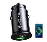 Para Coche Cargador De Teléfono Móvil | Adaptador De Carga Del Coche USB A+C Salida De Alta Velocidad 3.1A + Cargador De Doble Puerto | Para Autos De Negocios