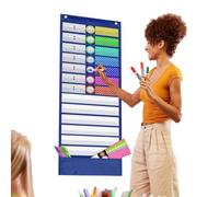 para colgar para programación - Gráfico de bolsillo de tela Oxford | Diseño colorido horario diario 33 x 90 cm | Ayuda a los niños a organizar y planificar las actividades de aprendizaje