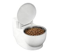 Para comida de inodoro para gatos - A prueba de fugas en forma de inodoro para mascotas, dispensador compacto para bebidas y alimentos para gatos, gatos, perros y cachorros, portátil y robusto,