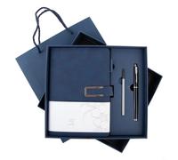 Para cuaderno A5 con bolígrafo, 250 mm, elegante caja para cuaderno A5 | Costuras meticulosas, para piel sintética duradera, papel crema, bolígrafo de metal, elegante bolsa de documentos incluida