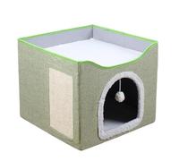 para cueva para gatos, casas para gatos para interiores - Casa de cuevas de gato grande plegable,Casa Cube Cube Nest de Pet Condo Condo con pelota y almohadilla scratch para gatito, cachorro, pequeños