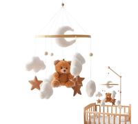 para cuna | Oso de peluche estrella musical bebé - Juguete sensorial colgante con rotación de 360 grados, para niños, dormitorio o salón