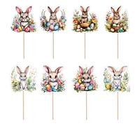 para cupcakes de conejo de Pascua - 8 estilos, coloridos, lindos para tartas de conejo de comida, decoración para , cumpleaños, decoración para cupcakes para Pascua, tema de
