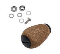 Para DAIWA Modified Fishing Reel Handle Knob, Soft Rubber and Cork Wood, Comfortable Non Slip Grip, Full Set (negro)