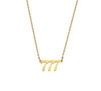 para Damas Impermeables Acero Inoxidable número de Suerte clásico Collar Chapado en Oro para Mujeres Joyas