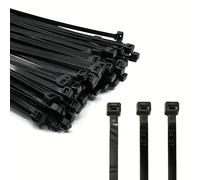 Para de Cable, Negras, 200 X 4.8 Mm, Juego de 100, Resistentes a los Rayos UV, para Gestión de Cables, Jardinería, Salones