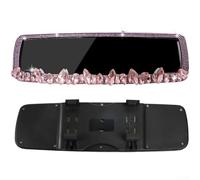 Para decoración de espejo retrovisor de diamantes de imitación de cristal, diseñado para una fácil instalación en la mayoría de los coches, con construcción y reflejo preciso de vidrio (rosa)