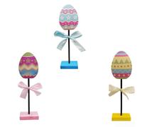 para decoración de Huevo de para pascua Colorida 27cm para | Material para madera , cartoon adorable, lazos coloridos, para ideal escritorio, unidades