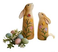 para decoración de Primavera con Conejos de Resina 22cm para(Brown) | figuras incluidas, una de 22cm y otra de 18cm, ligeras pero resistentes, ideales para parejas
