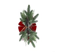 para decoración Escaleras Navidad con Cálida y Piñas para decoración(red) | Plástico PVC , ramas realistas, piñas, bayas, para ideal para interior exterior, 45cm largo