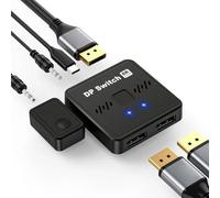 Para DisplayPort 1.4 Switch - 8K @ 60Hz 4K @ 144Hz DP Conmutador 2 en 1 Out, divisor bidireccional con HDR y 3D, compatible con PC, portátil, monitor, TV, proyector, consola de juegos, diseño Plug