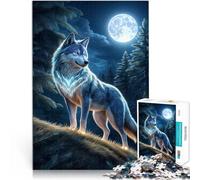 para divertirse en Familia Atmósfera Nocturna con luz de Lobo Rompecabezas para Adolescentes 1000 Piezas 26x38cm Cumpleaños Apto para Mayores de 14 años.