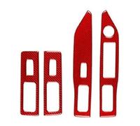 Para Dodge Para Caliber 2007 2008 Embellecedor Panel Control Elevalunas Fibra Carbono Adhesivo Decorativo Interior Coche. Mando Botonera Elevalunas(1 Red RHD)
