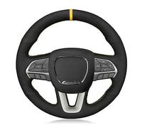 para Dodge para Challenger 2015 2016 2017 2018 2019 2020 2021 Protector para Volante De Coche Cosido A Mano Negro Suave Funda Volante Protector(Red Thread)